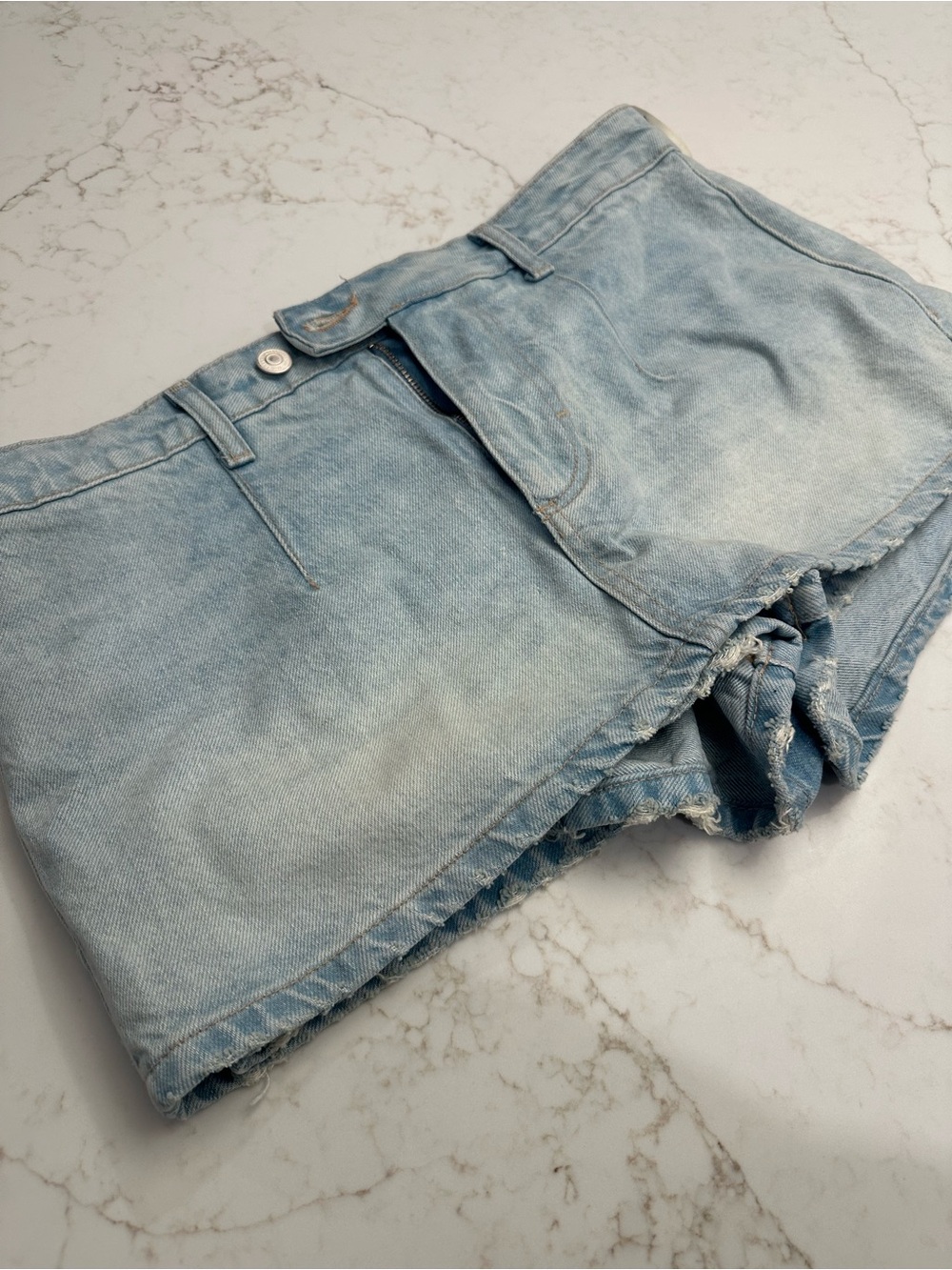 Free People Gala-Vanting Low Rise Mini Skort Light Wash Denim Size 29 - Picture 8 of 16